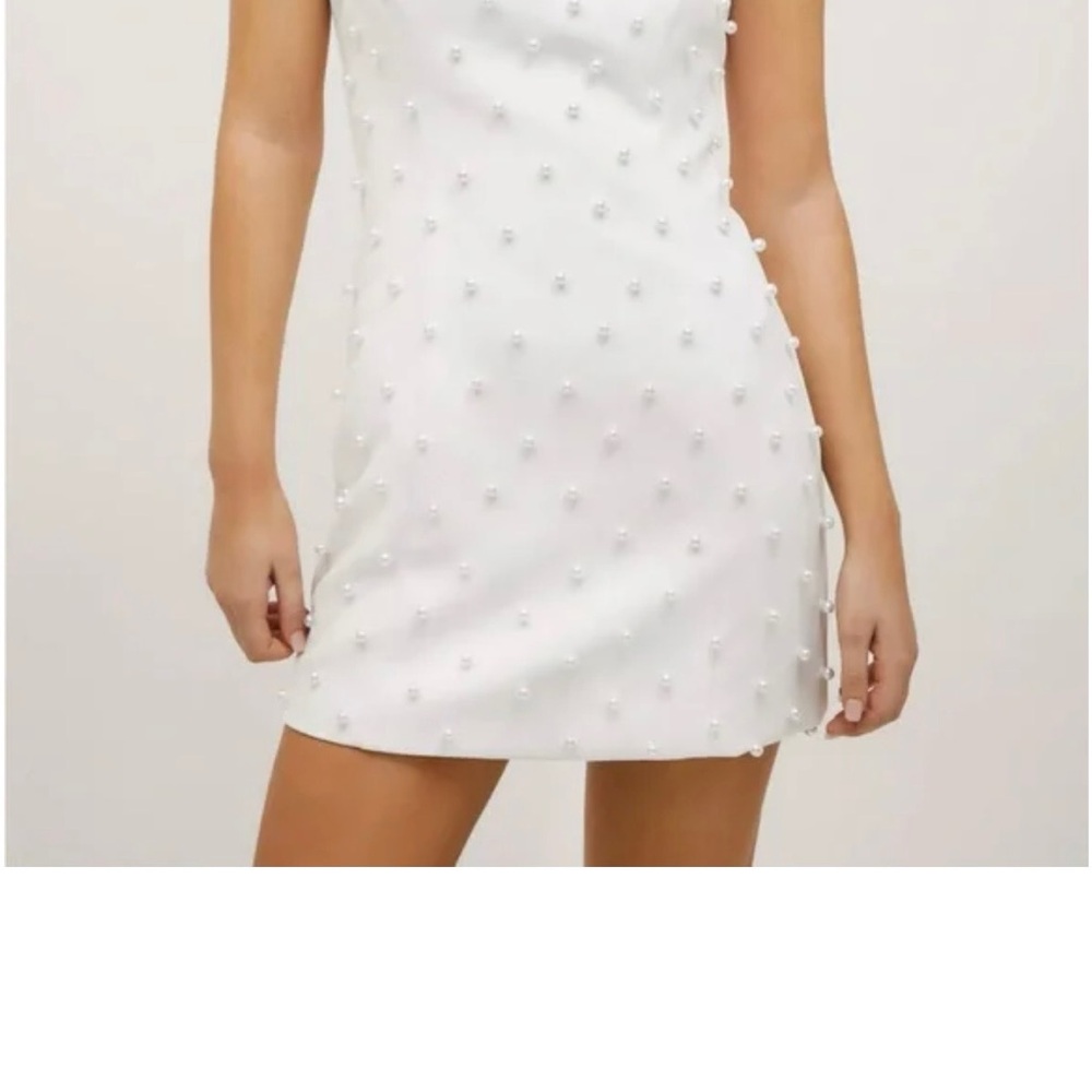 Nasty Gal Ivory Mini Dress with Beaded Embellishments